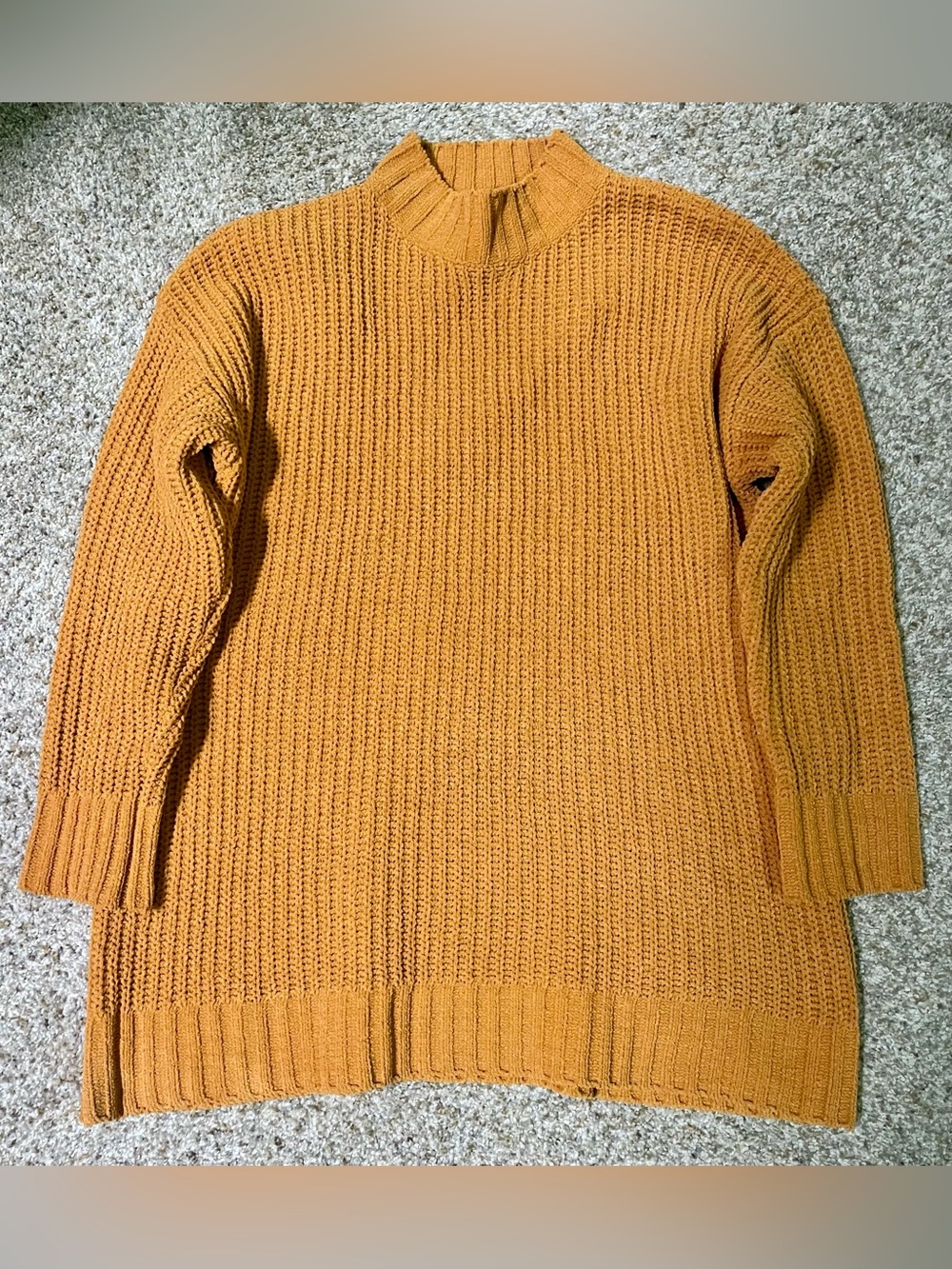 Arizona Jean Co. Mock Neck Chunky Knit Sweater - Mustard Gold Size L